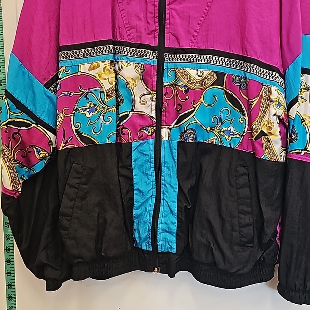 80s, 90s windbreaker, zipup, vintage, colorful, festival, unisex, casual